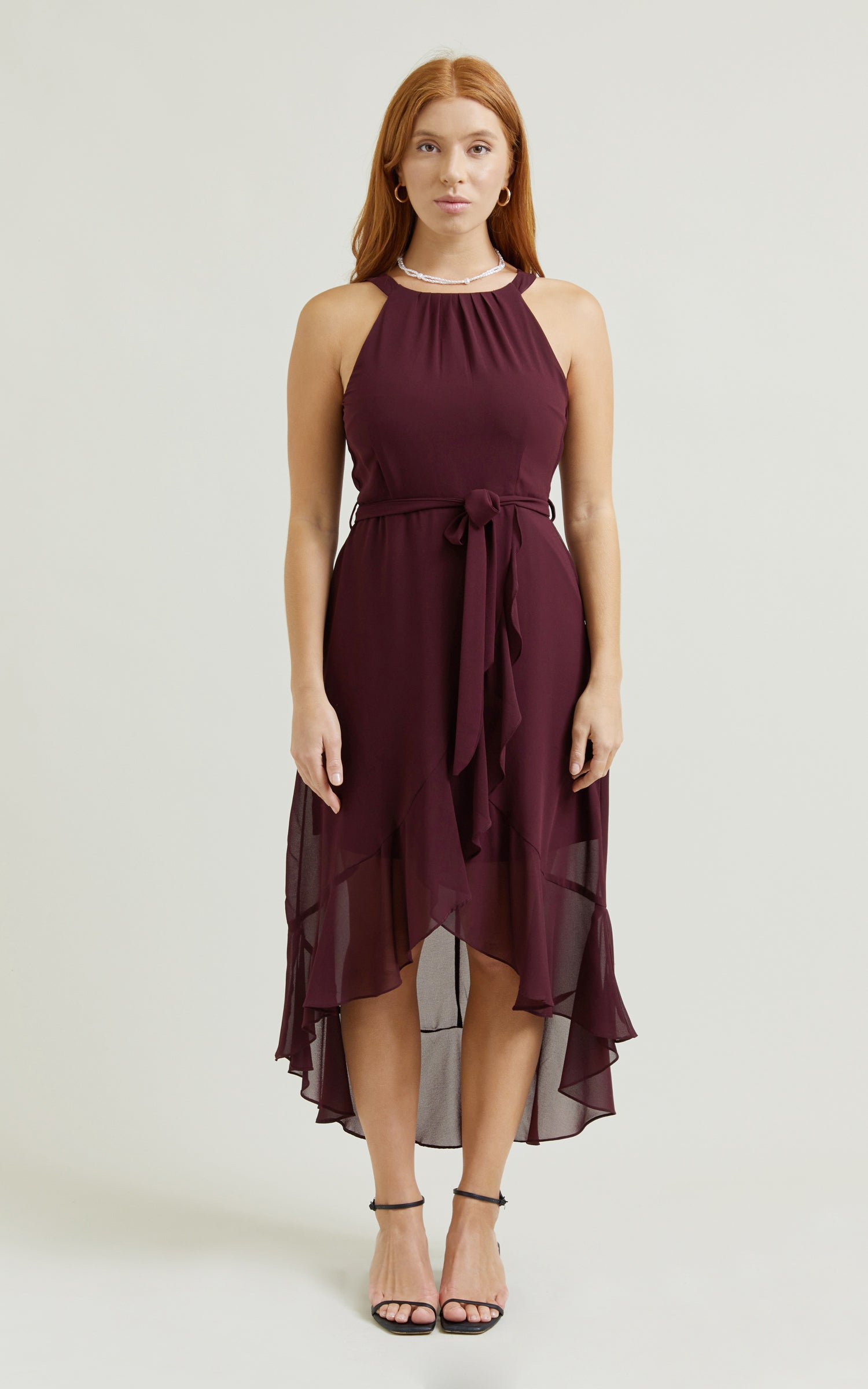 Chiffon Halter Hi Low Maxi Pagani
