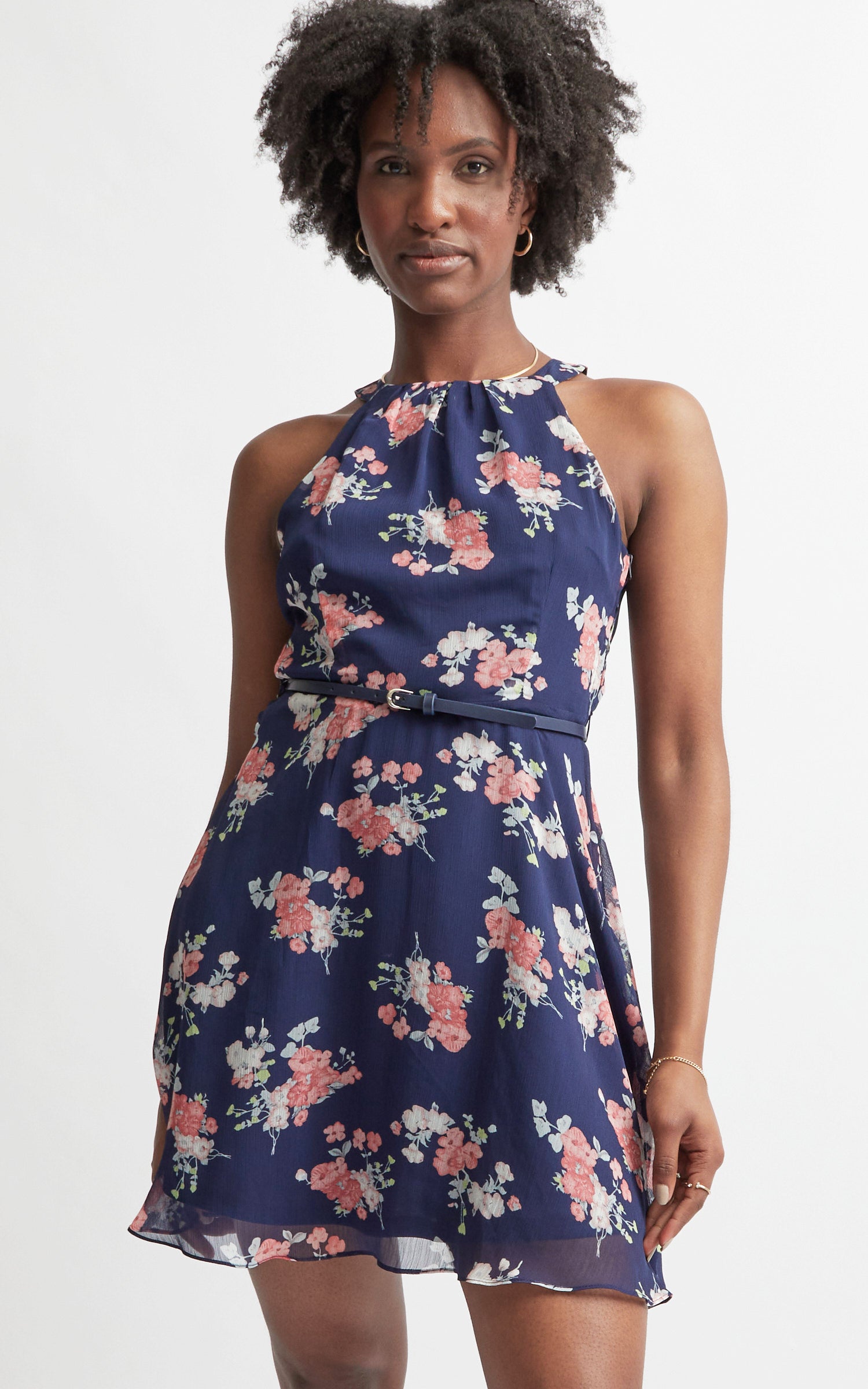 Chiffon Halter Skater Dress Pagani