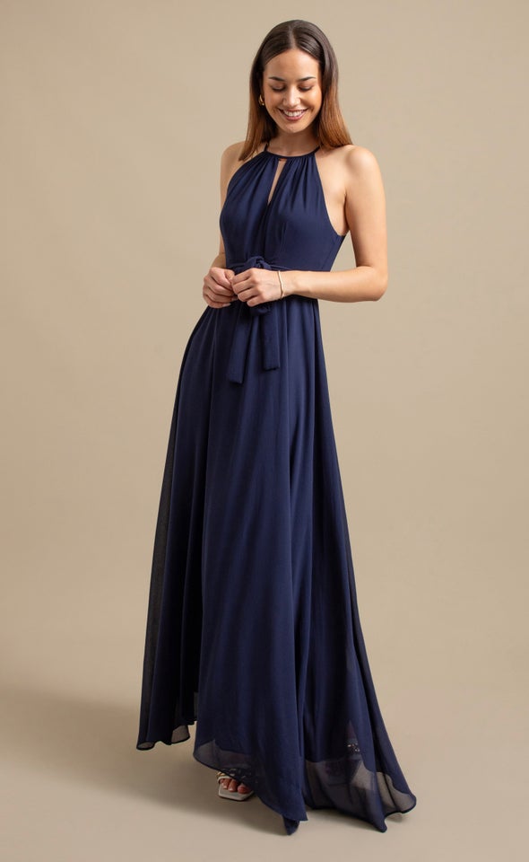 Chiffon High Neck Gown Ink