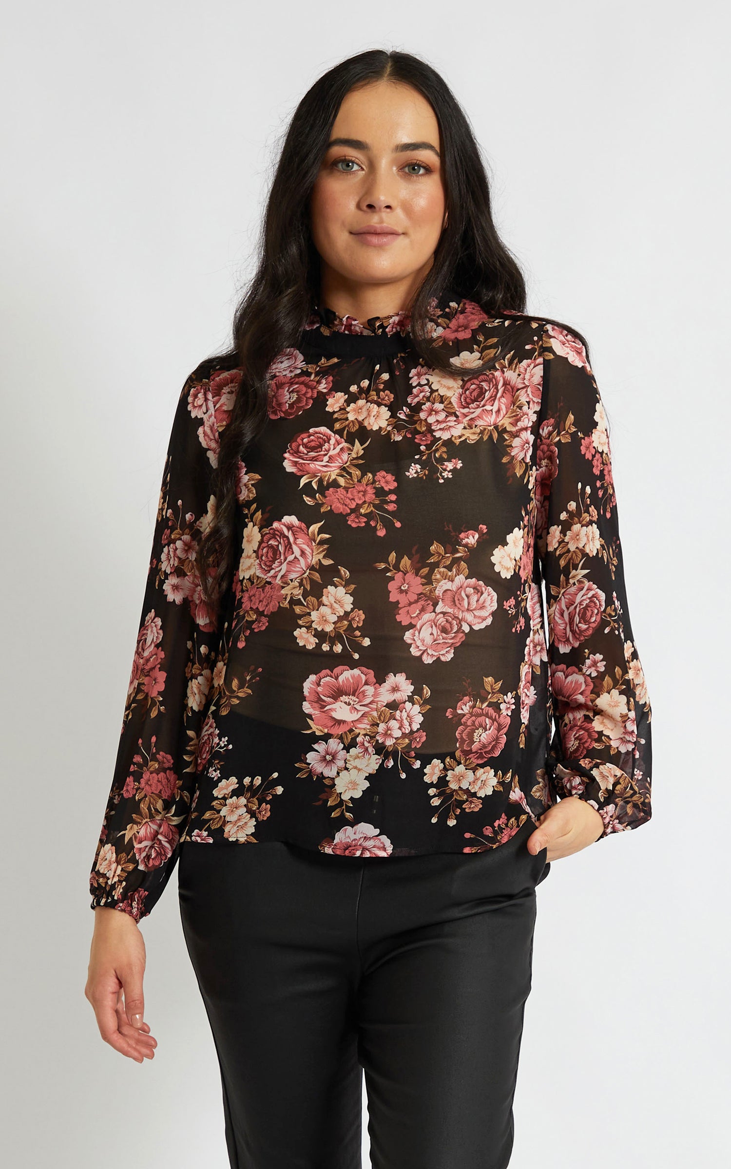 chiffon high neck blouse