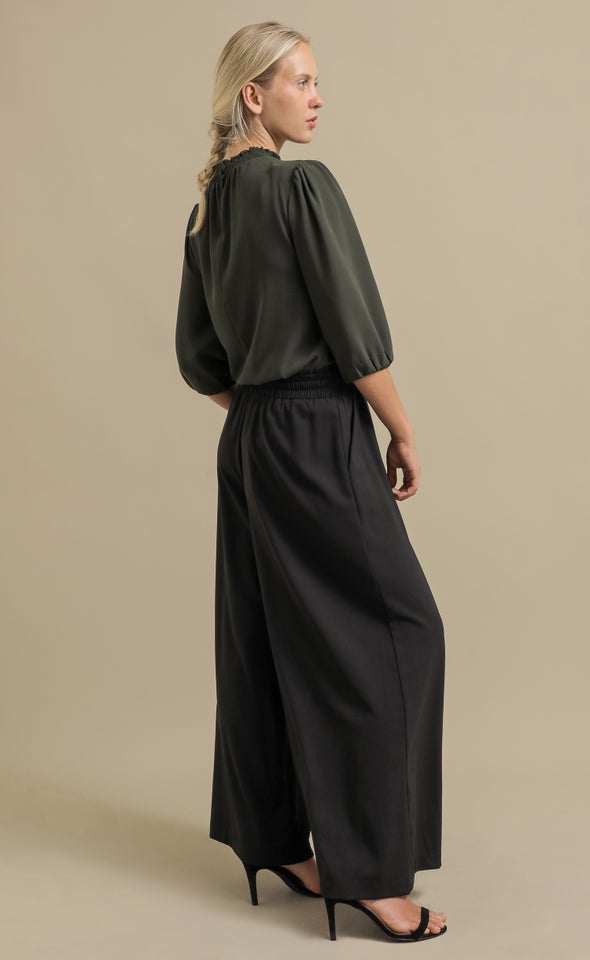 Chiffon High Neck Top Olive