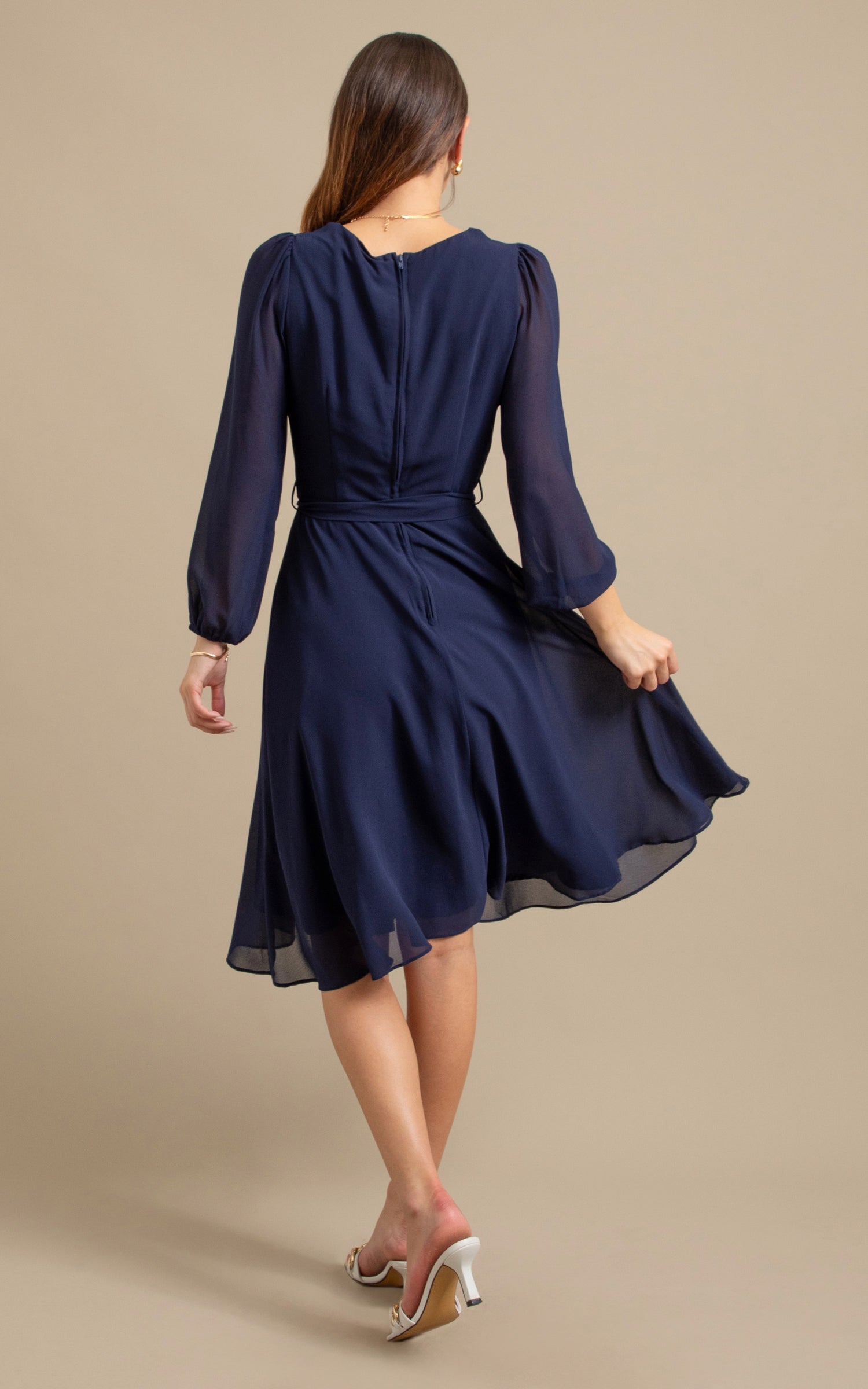 Chiffon LS Skater Dress | Pagani