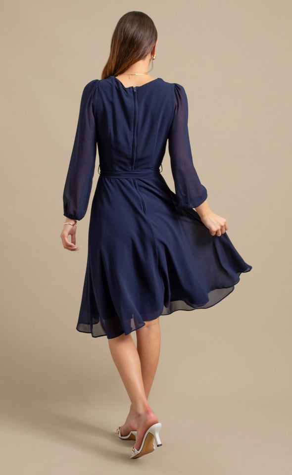 Chiffon LS Skater Dress Ink