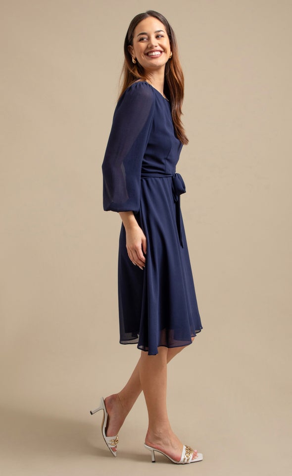 Chiffon LS Skater Dress Ink