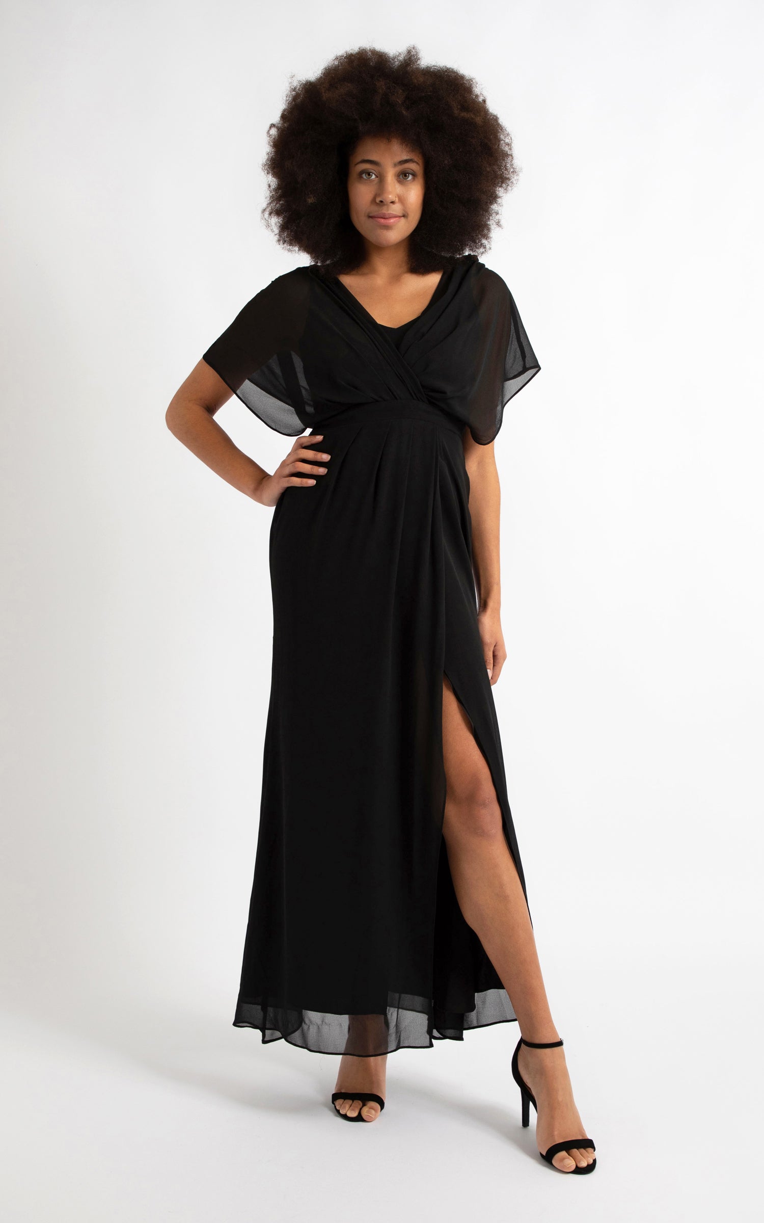 Chiffon Overlay Detail Wrap Gown | Pagani