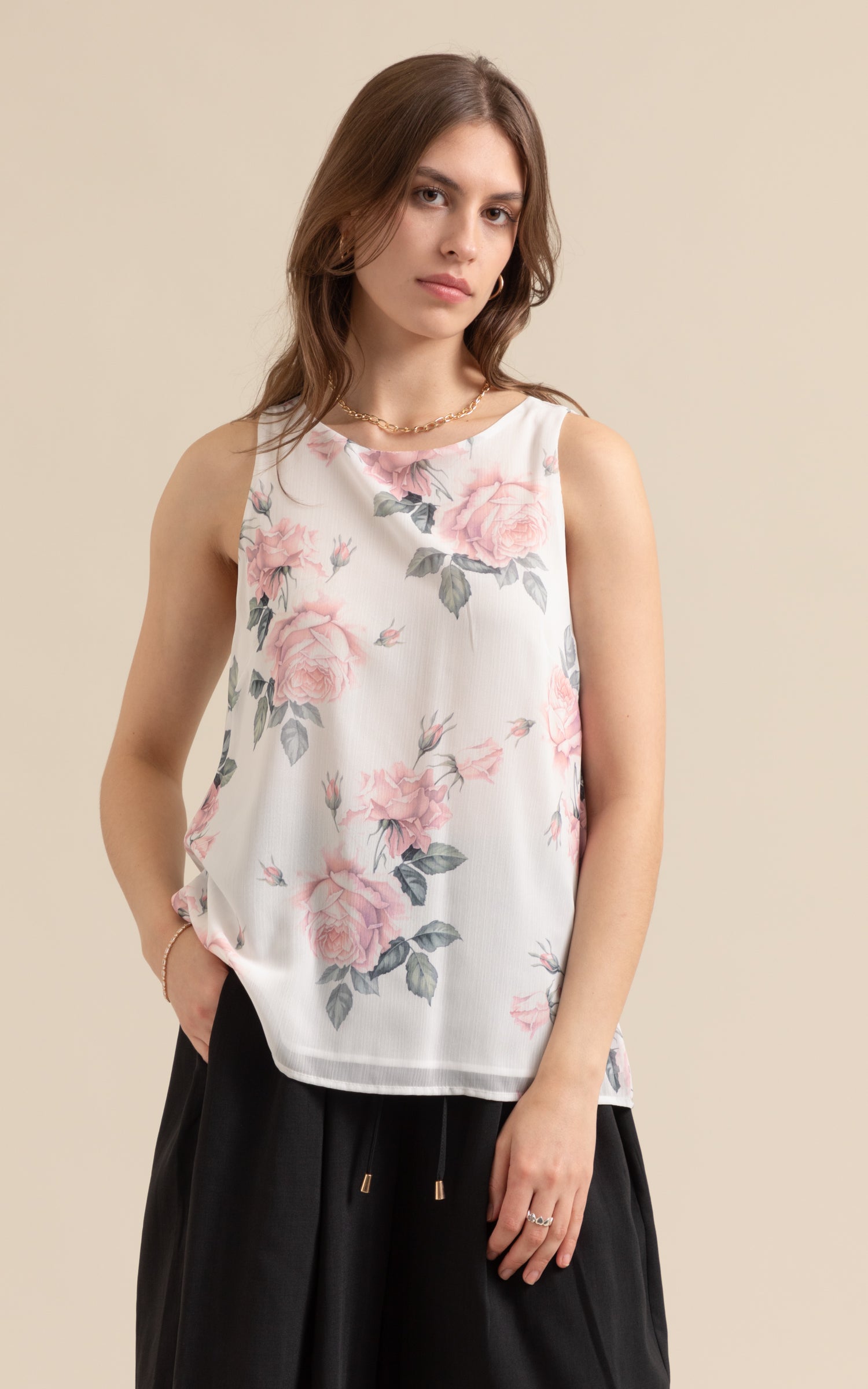 Chiffon Overlay Shell Top Pagani