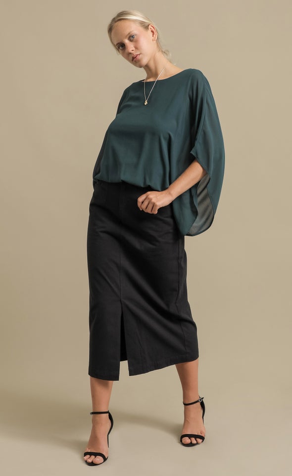 Chiffon Plain Kaftan Top Emerald