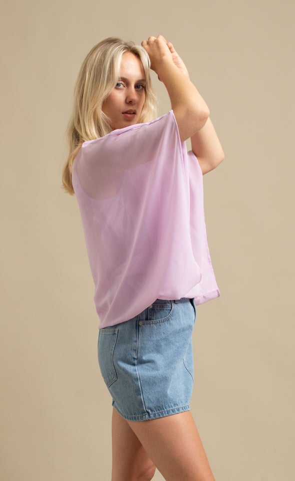Chiffon Plain Kaftan Top Lilac