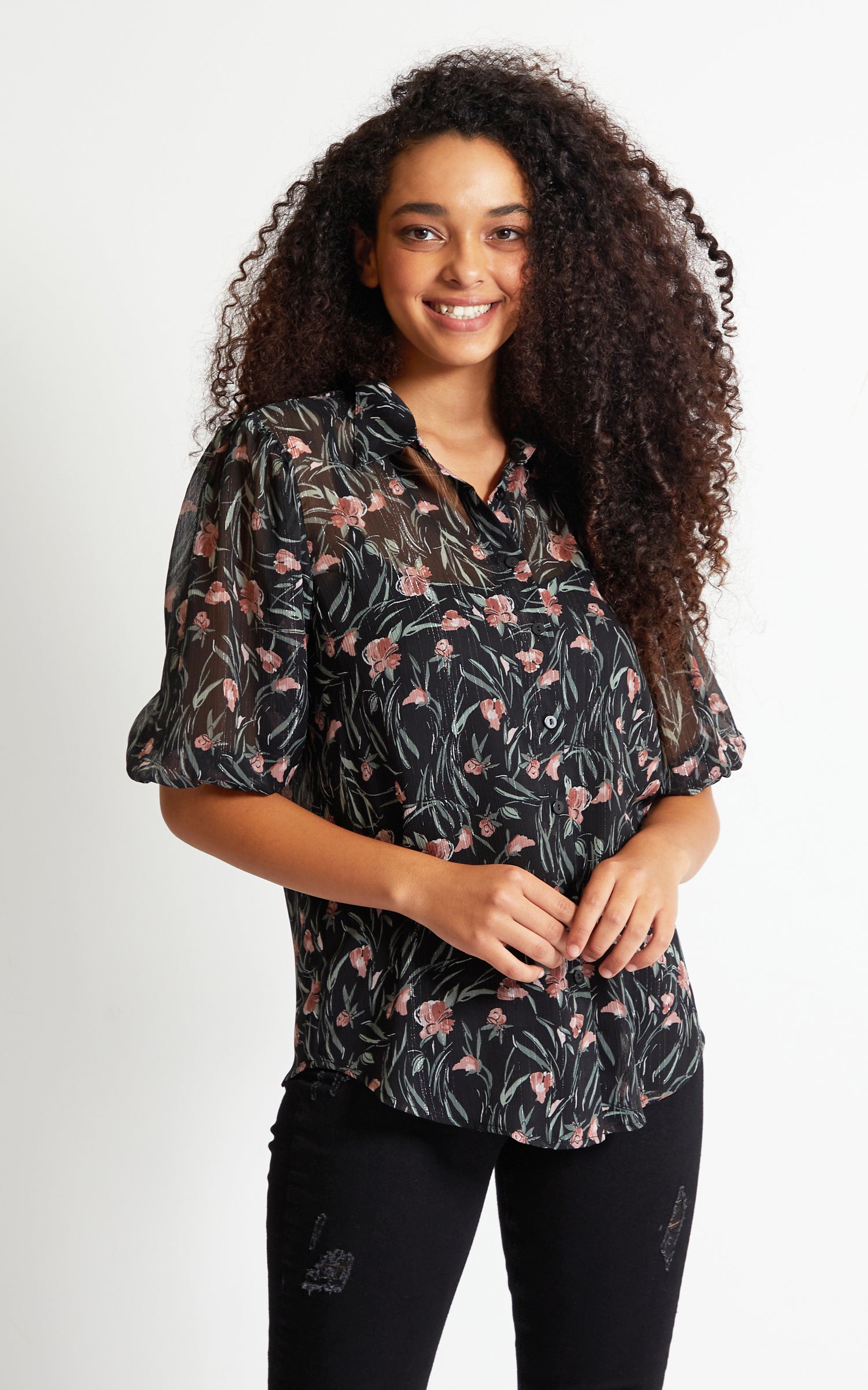 Chiffon Puff Sleeve Shirt | Pagani