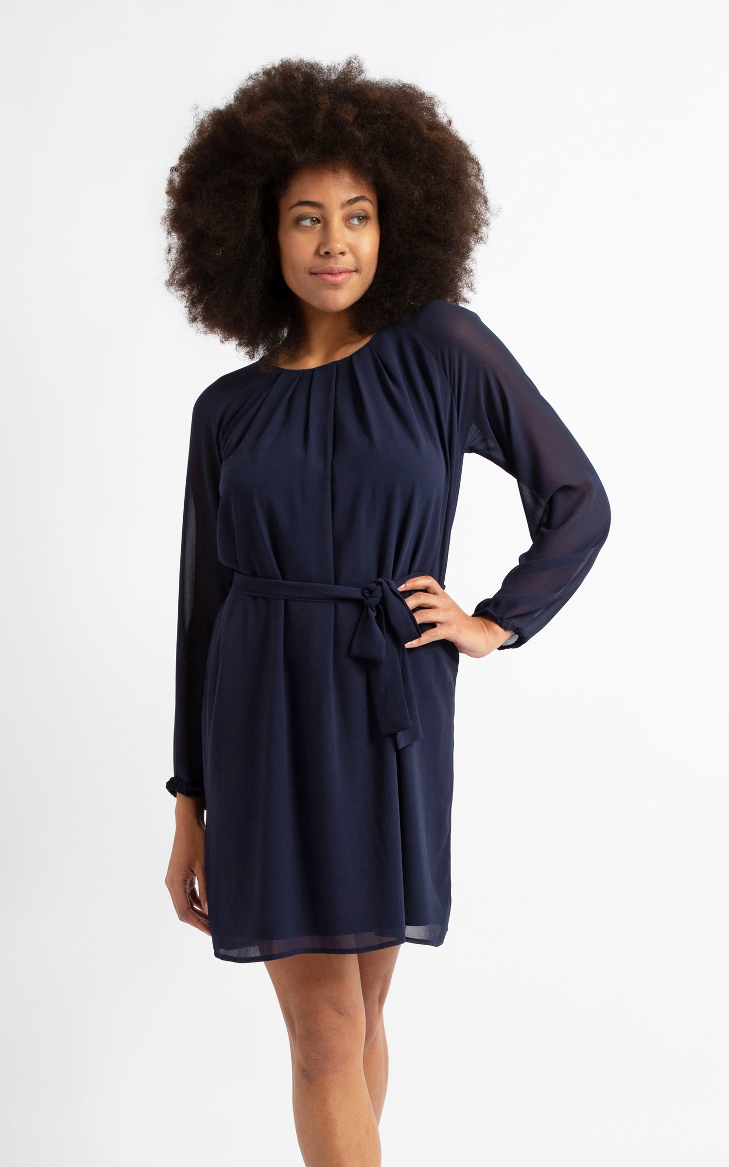 navy shift dress