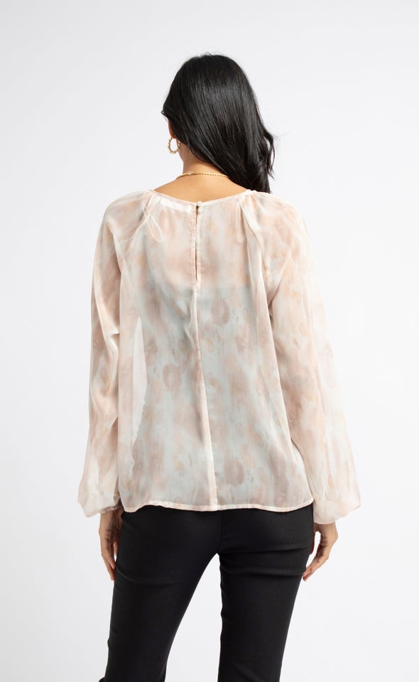 Chiffon Raglan Sleeve Top Cream/blush