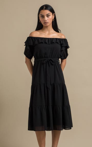 sachin and babi light blue dress Floral Ruffle Dress – Effortless A-Line Style