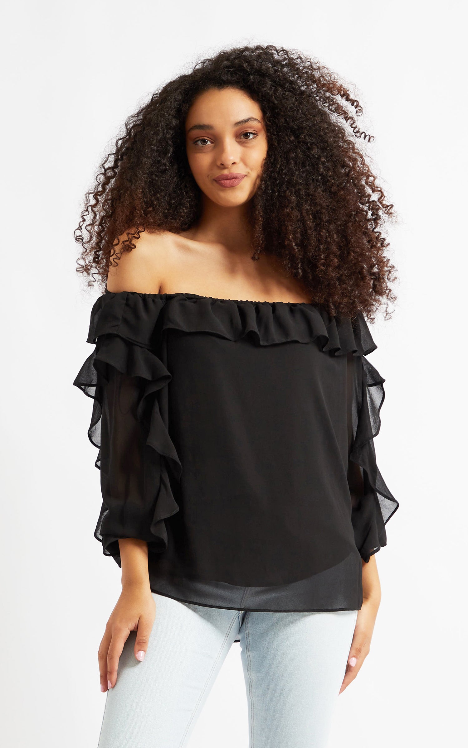 Chiffon Ruffle Off Shoulder Top | Pagani
