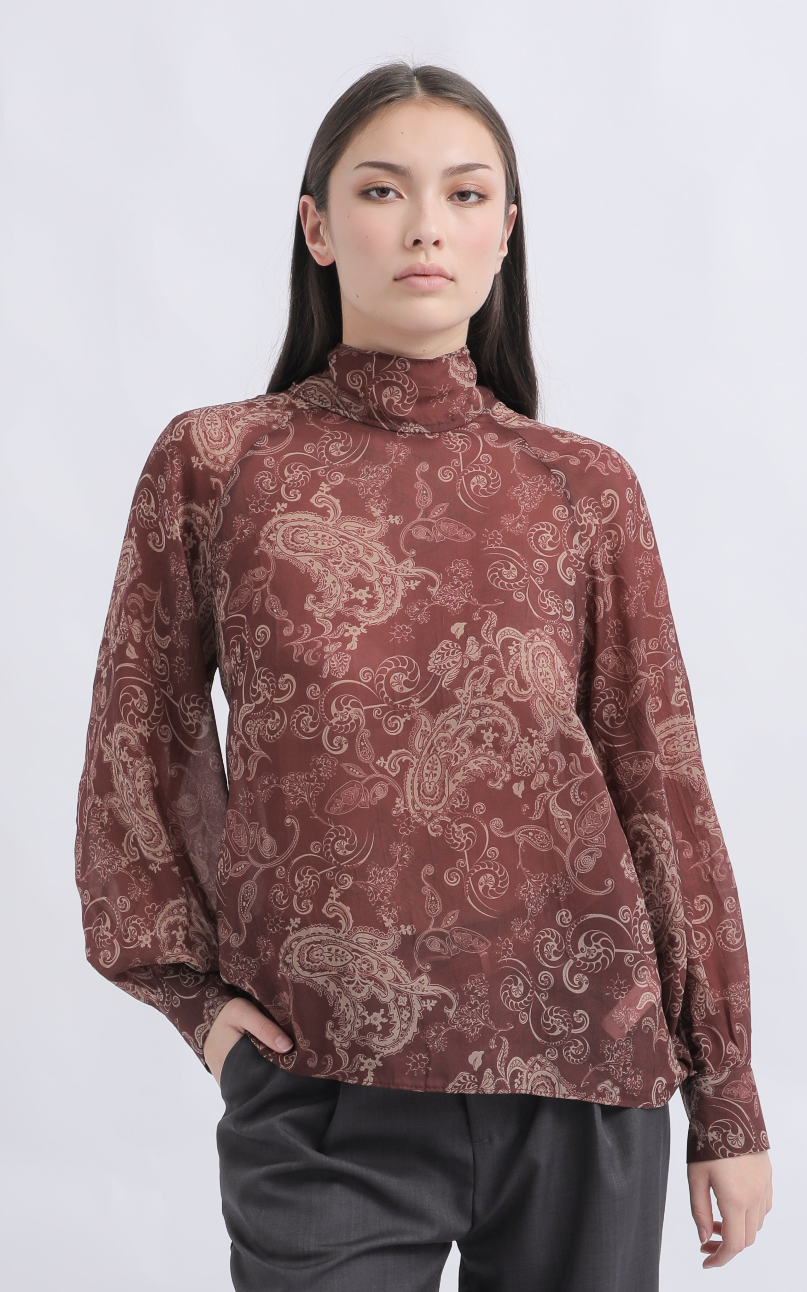 Shop our Chiffon Tie Detail LS Top in Animal print | Pagani