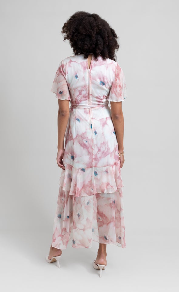 Chiffon Tier Ruffle Wrap Maxi Blush/floral
