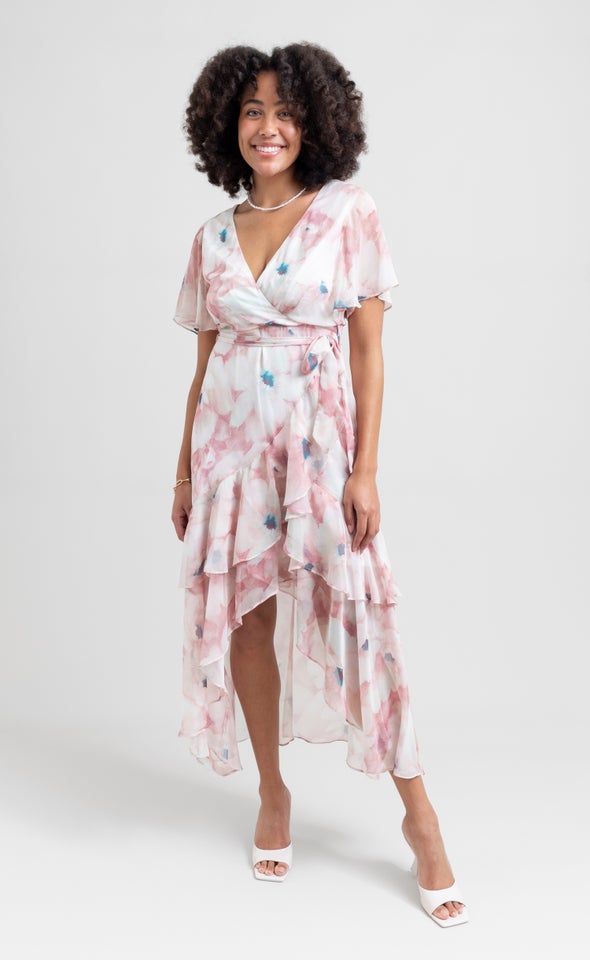 Chiffon Tier Ruffle Wrap Maxi Blush/floral