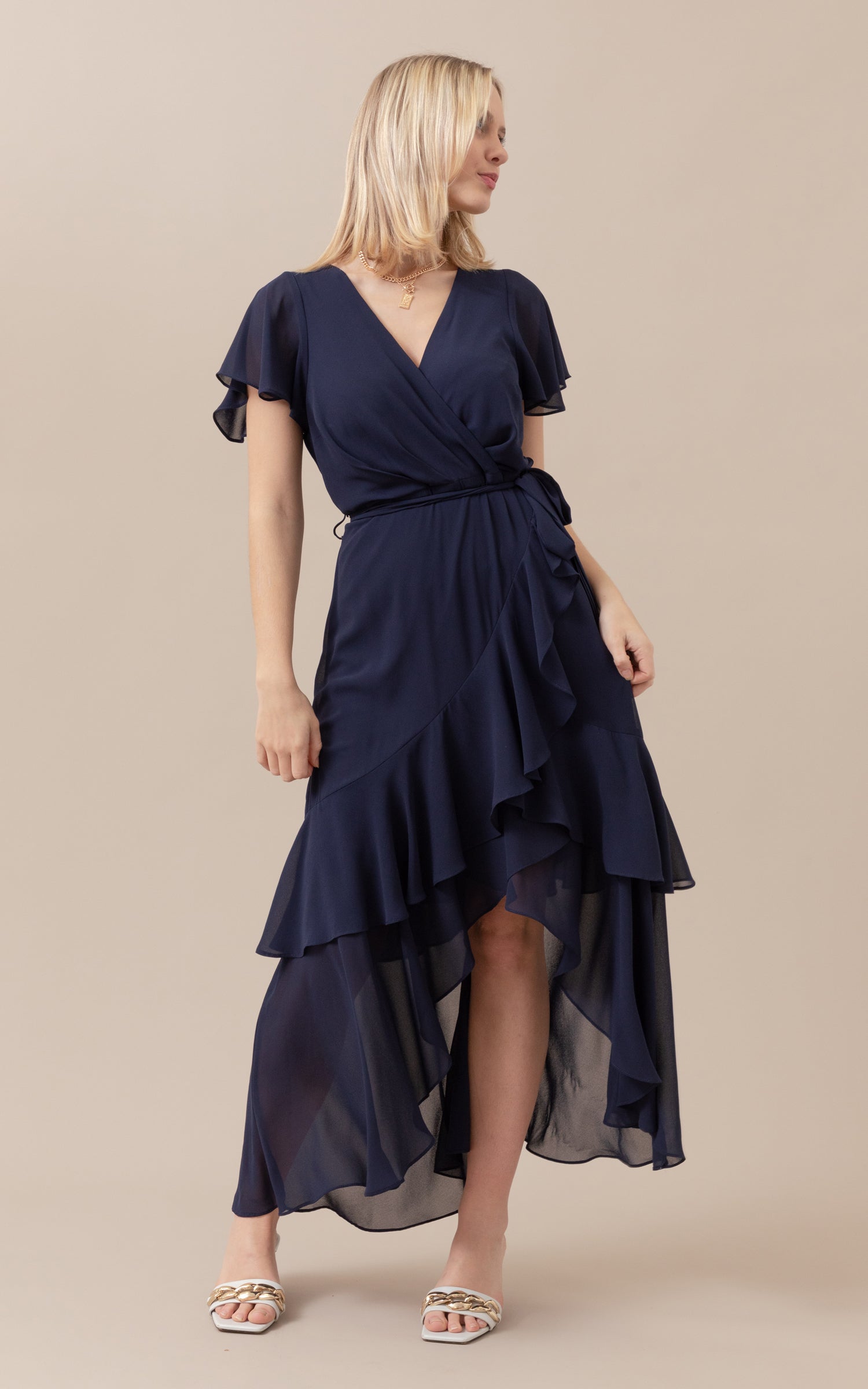 Chiffon Tier Ruffle Wrap Maxi Pagani
