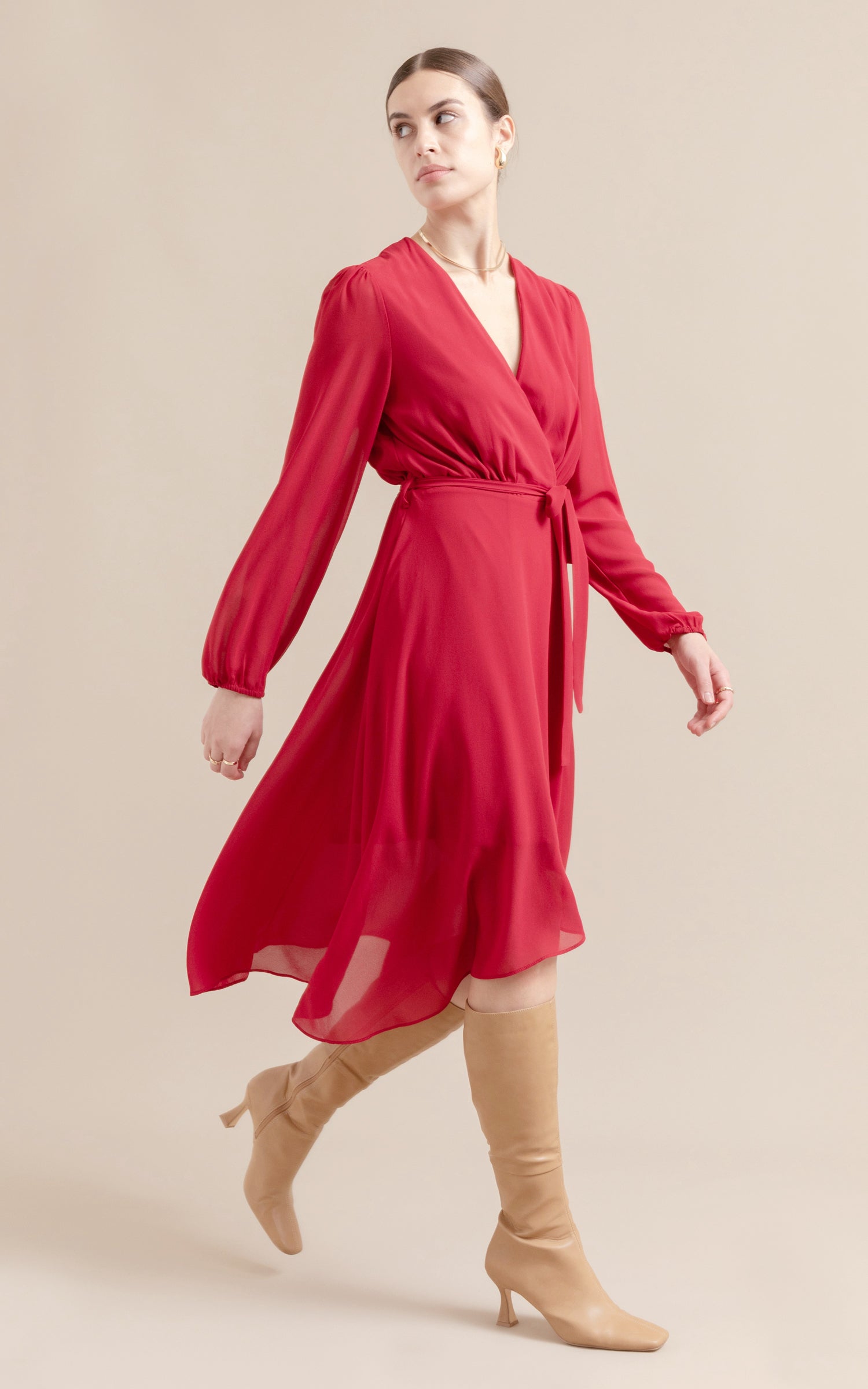 Chiffon wrap dress midi 2025