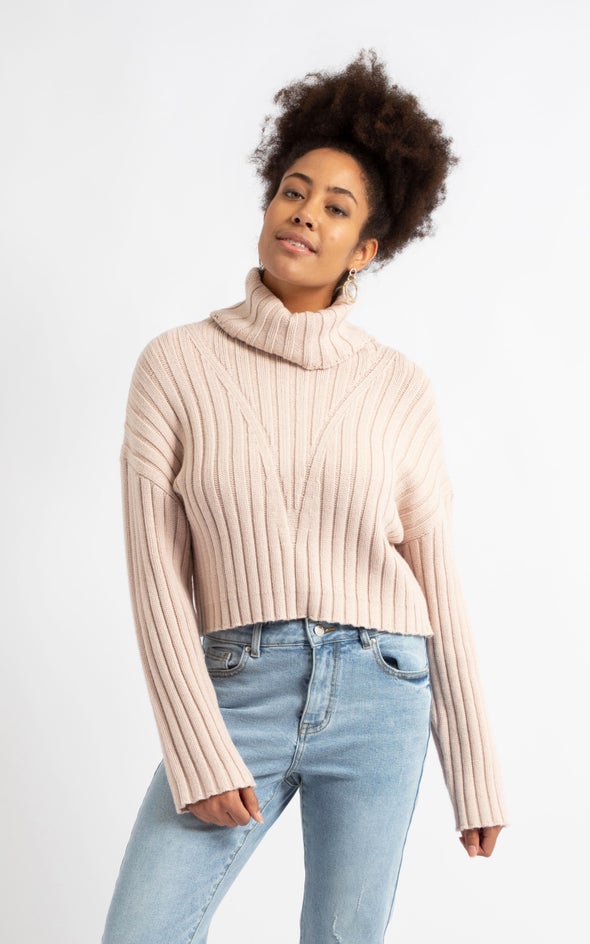 Chunky Rib Wide Sleeve Sweater Blush