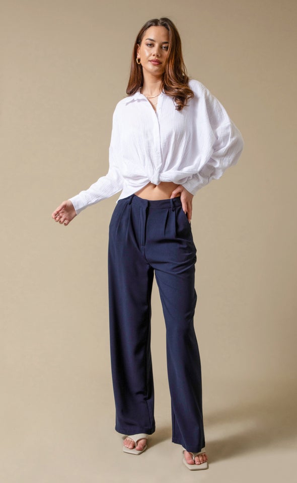Classic Wide Leg Pants Navy