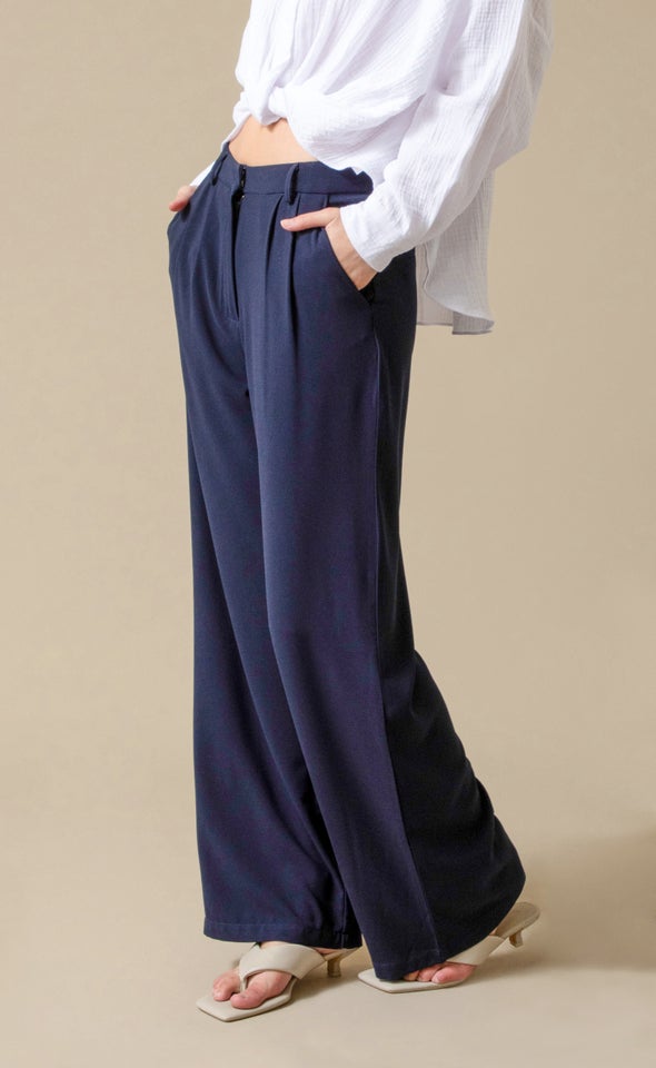 Classic Wide Leg Pants Navy