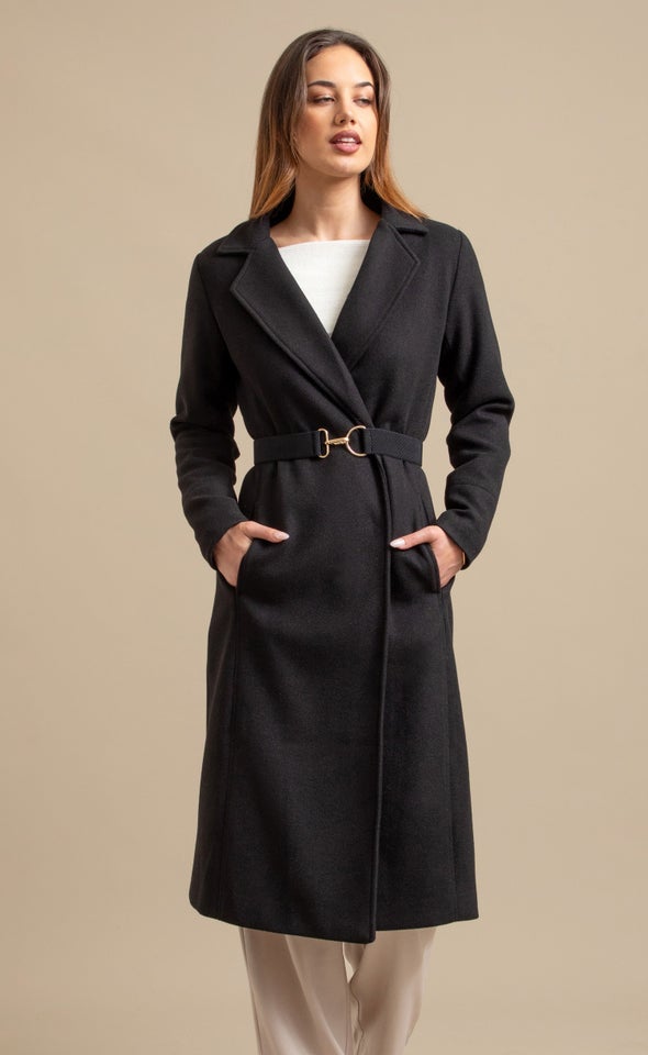 Clip Belt Coat Black