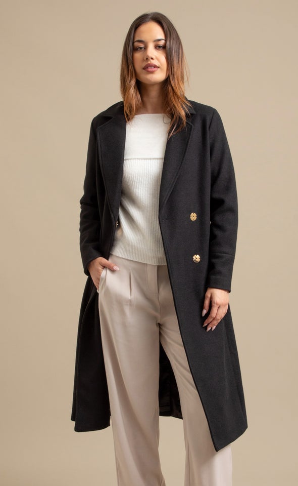 Clip Belt Coat Black