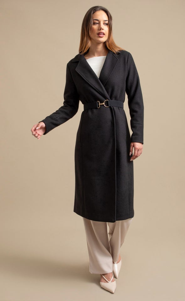 Clip Belt Coat Black