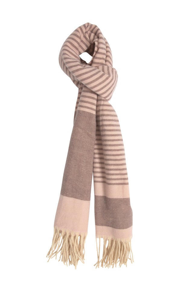 Contrast Border Scarf Cream/blush