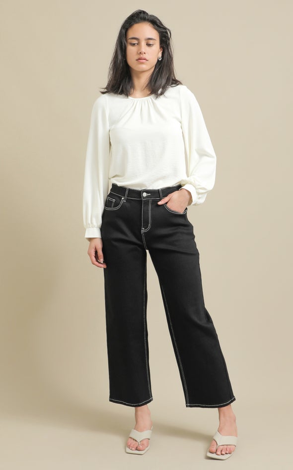 Contrast Stitch Wide Leg Jeans Pagani - Main Image