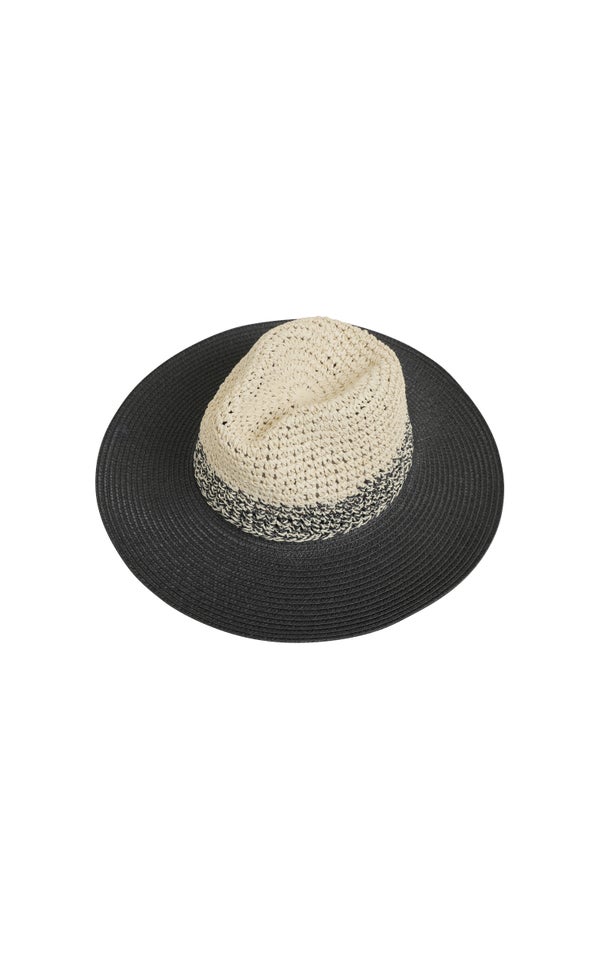 Contrast Straw Hat Natural/black