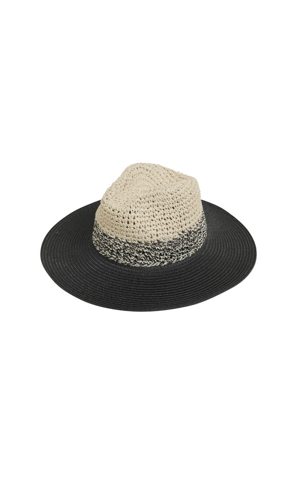 Contrast Straw Hat Natural/black