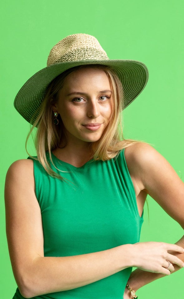 Contrast Straw Hat Natural/green