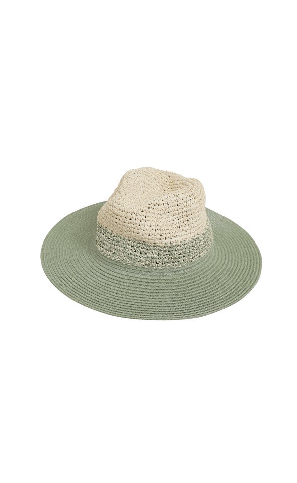 Contrast Straw Hat Natural/green