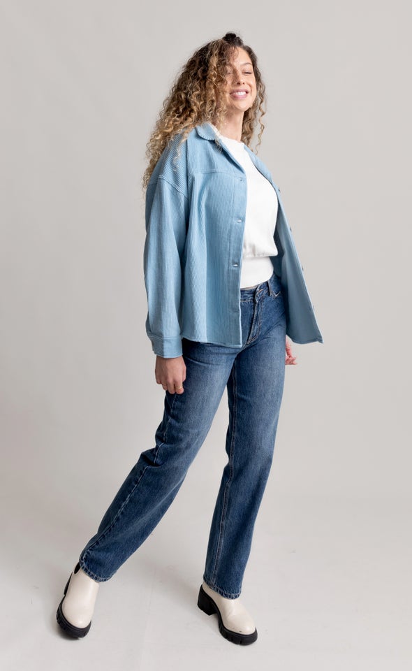 Corduroy Shacket Light Blue