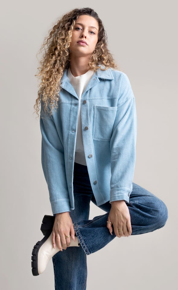 Corduroy Shacket Light Blue