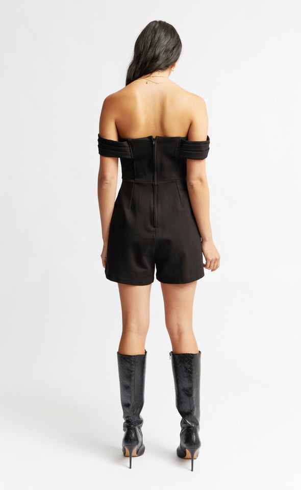 Corset Detail Playsuit Black