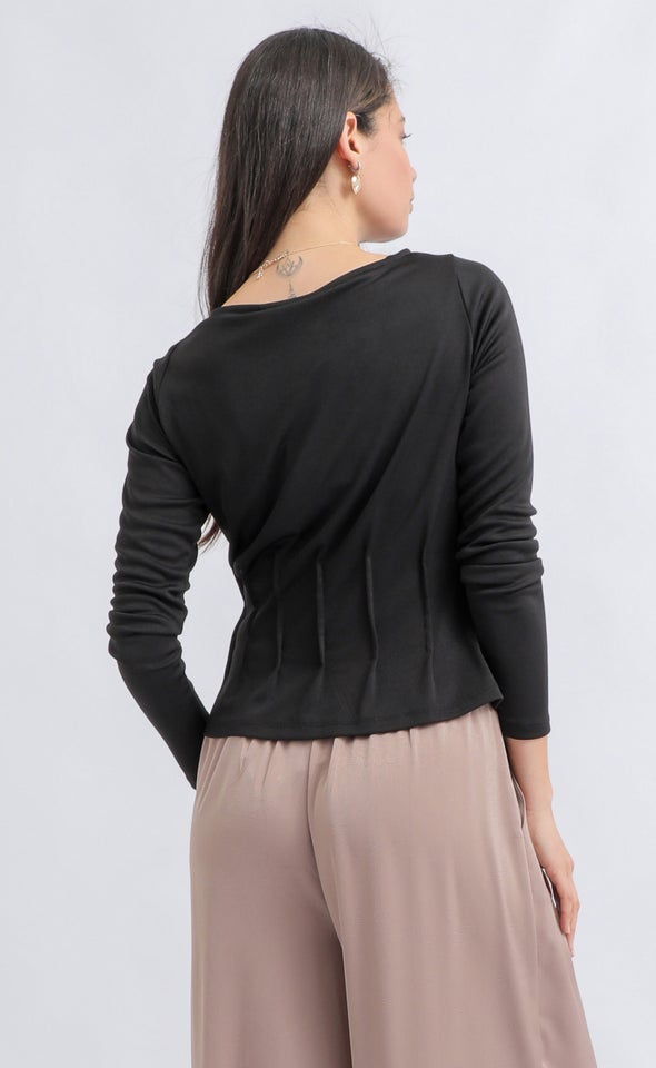 Corset Detail SS Jersey Top Black