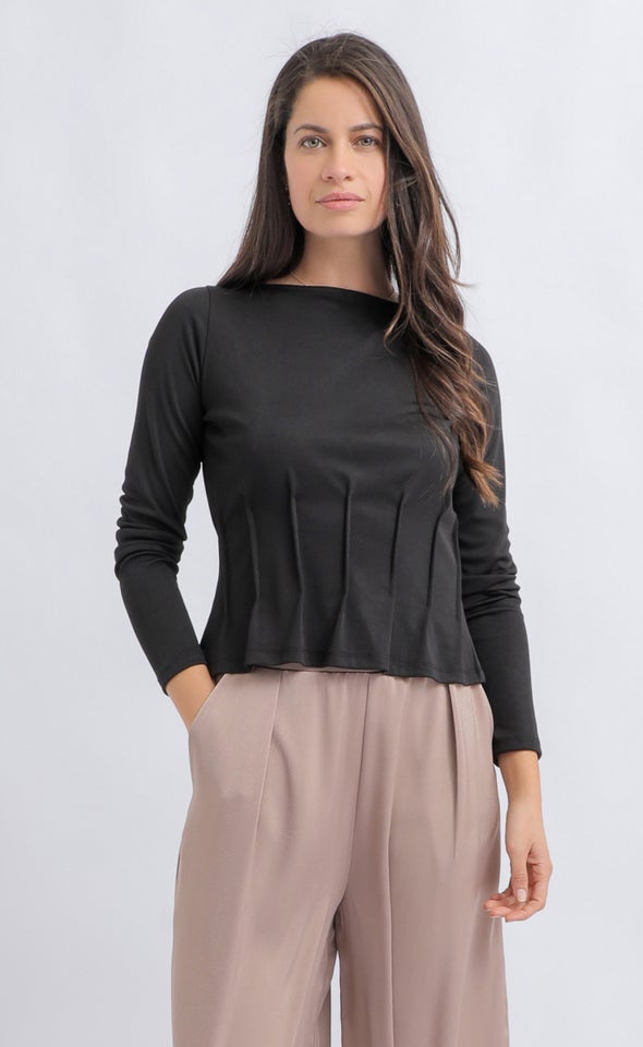 Corset Detail SS Jersey Top Black