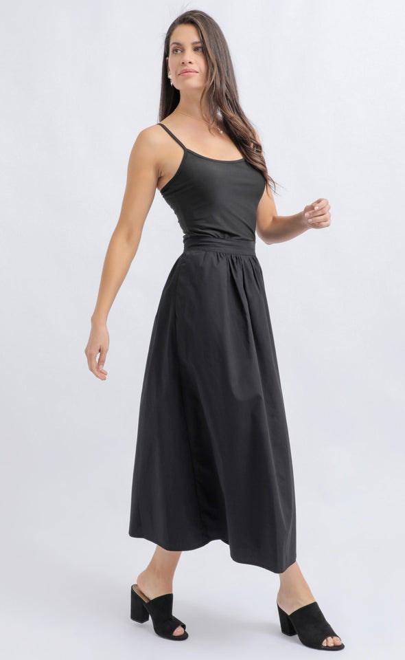 Cotton Poplin Pocket Skirt Black