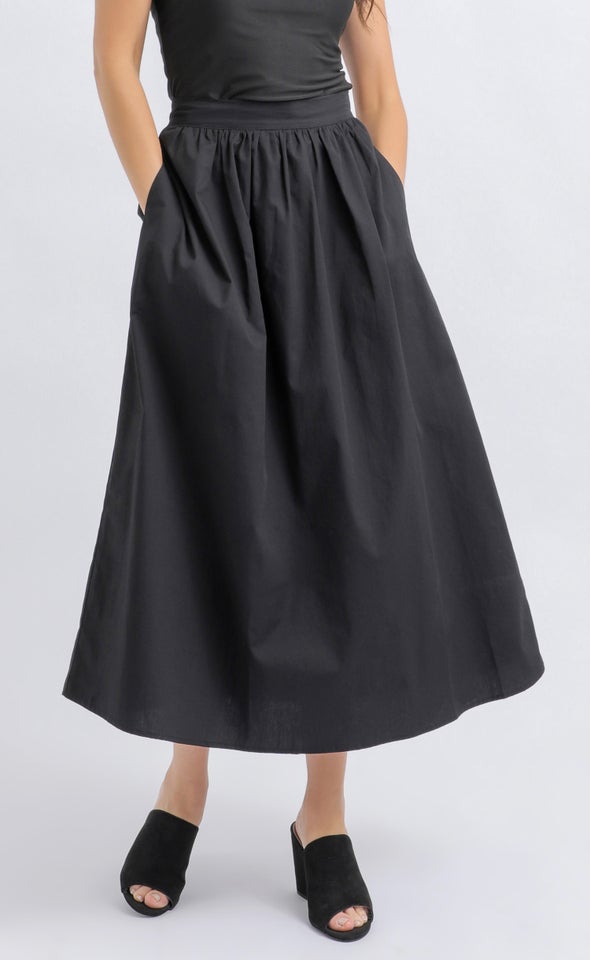 Cotton Poplin Pocket Skirt Black