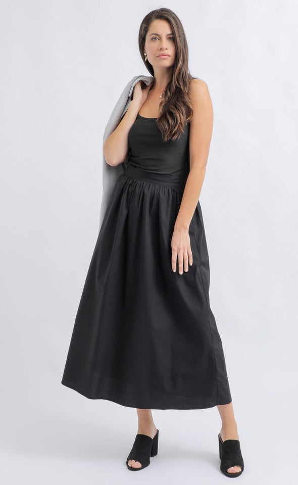 Cotton Poplin Pocket Skirt Black