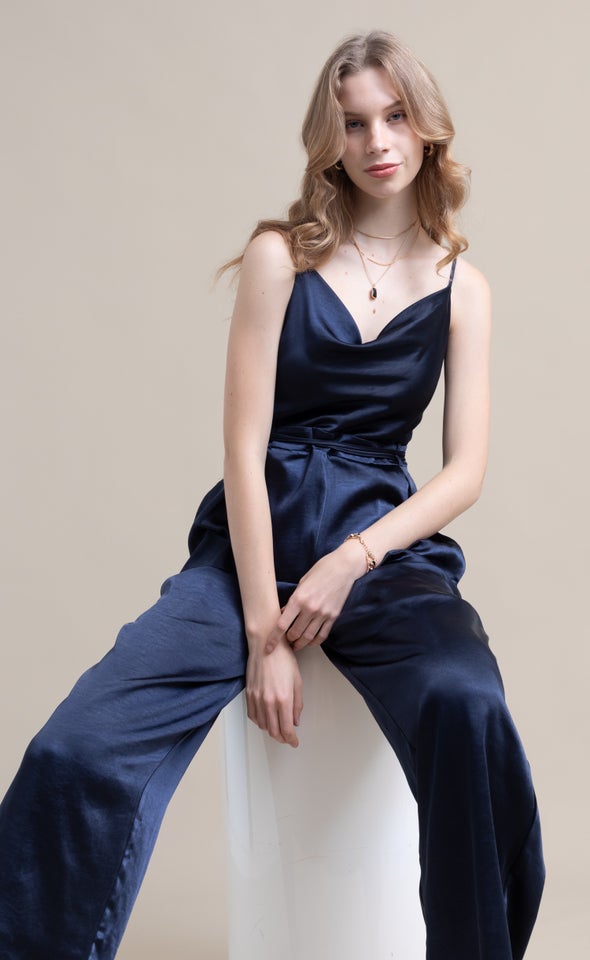 Cowl Neck Wide Leg Jumpsuit Ink