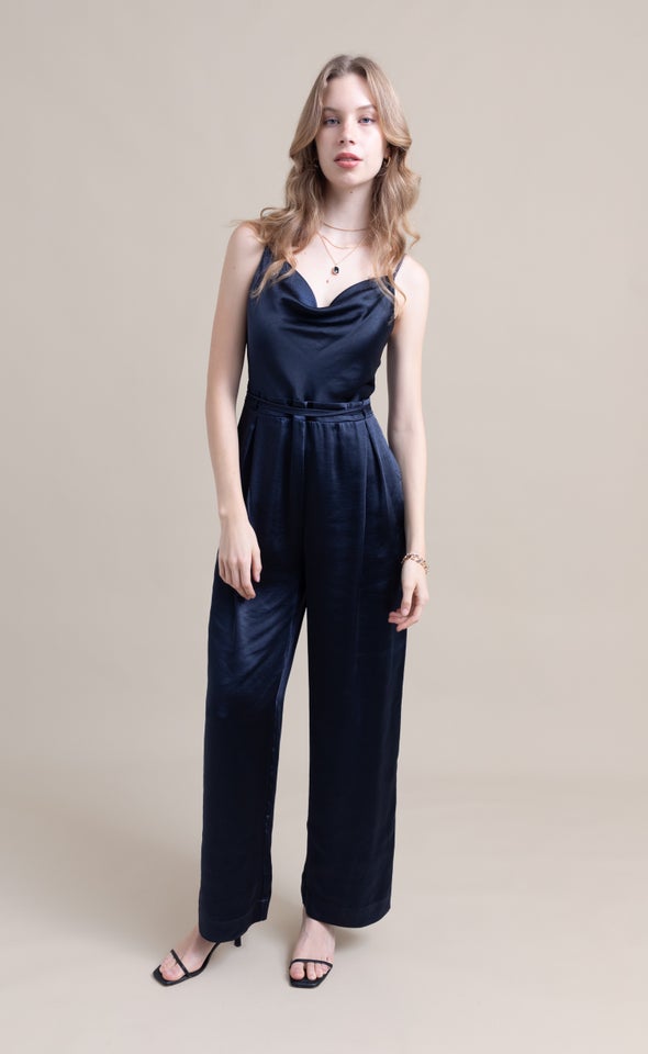 Cowl Neck Wide Leg Jumpsuit Ink