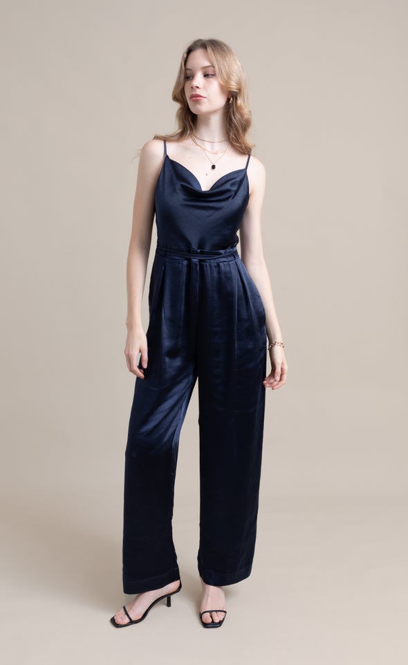 Cowl Neck Wide Leg Jumpsuit Ink