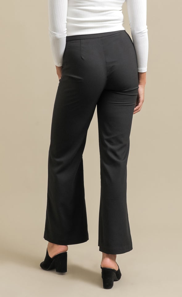 Crepe Suiting High Waist Pants Black