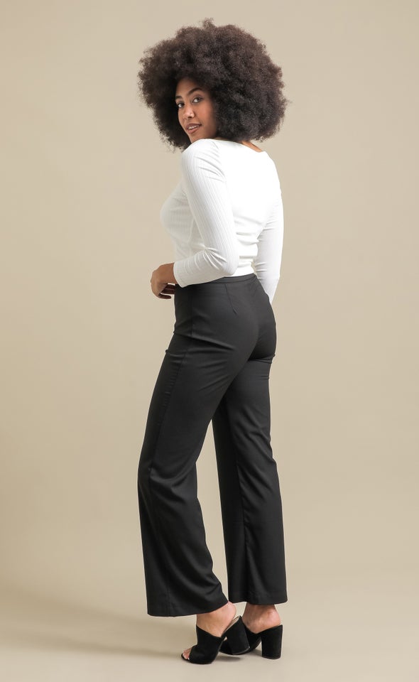 Crepe Suiting High Waist Pants Black