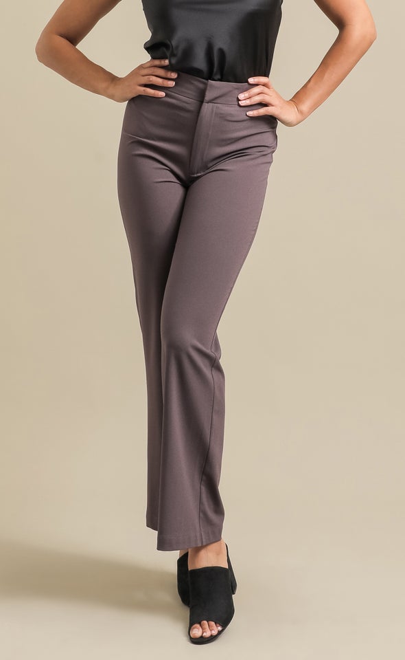 Crepe Suiting High Waist Pants Cocoa