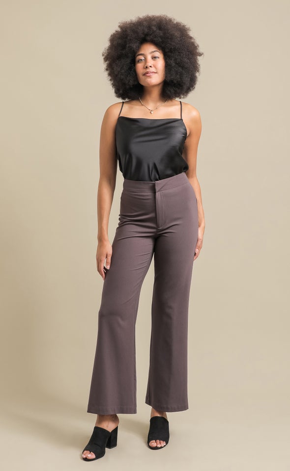 Crepe Suiting High Waist Pants Cocoa
