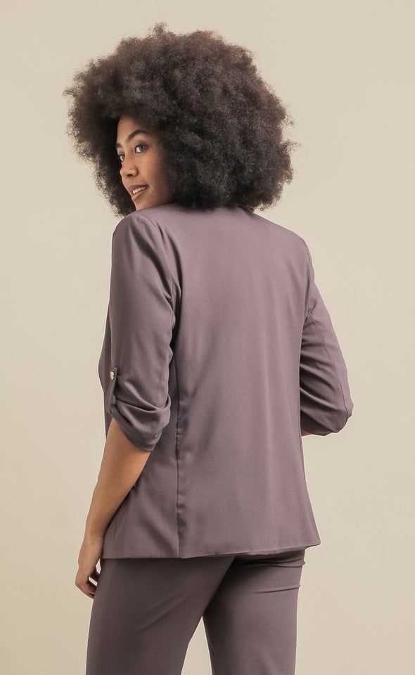 Crepe Suiting Roll Sleeve Blazer Cocoa
